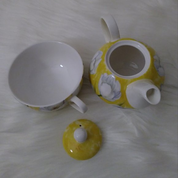 SOLD SOLD Teapot and Cup Tea for One Set Yellow - Picture 13 of 16